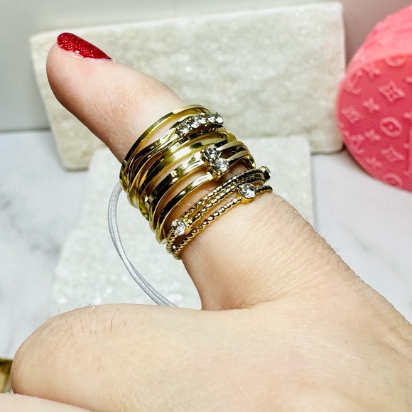 NEW! Jules Smith 14k Yellow Gold Plated Layered Stacking Ring Set - Picture 7 of 16